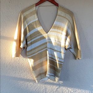 Kate O’Connor deep V gold flecked sweater